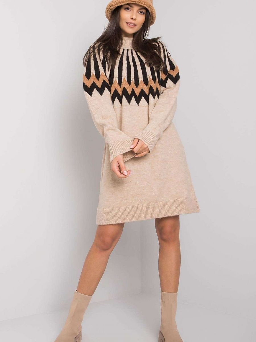 Kleid Sukienka Model LC-SK-0098.37X Beige - Rue Paris